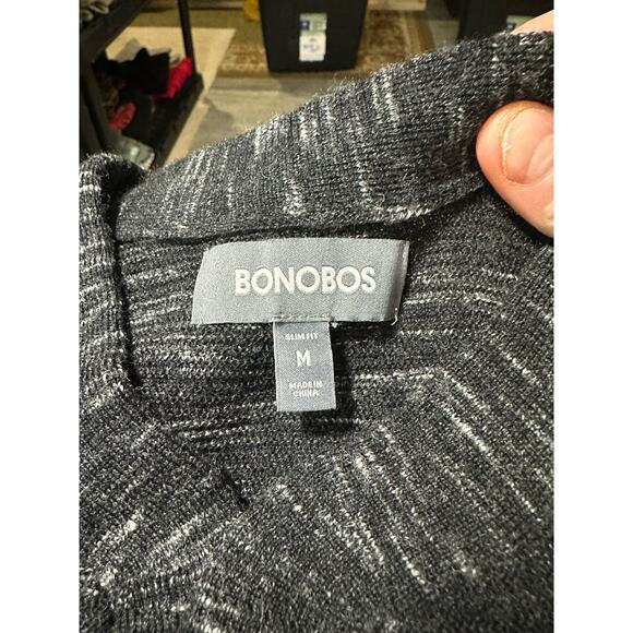 Bonobos Heathered Black Merino Wool Midweight Henley Sweater Size Medium - Picture 3 of 10